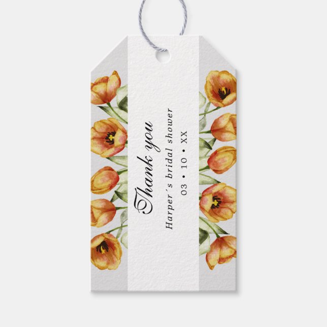 Étiquettes-cadeau Aquarelle tulipes merci (Devant)