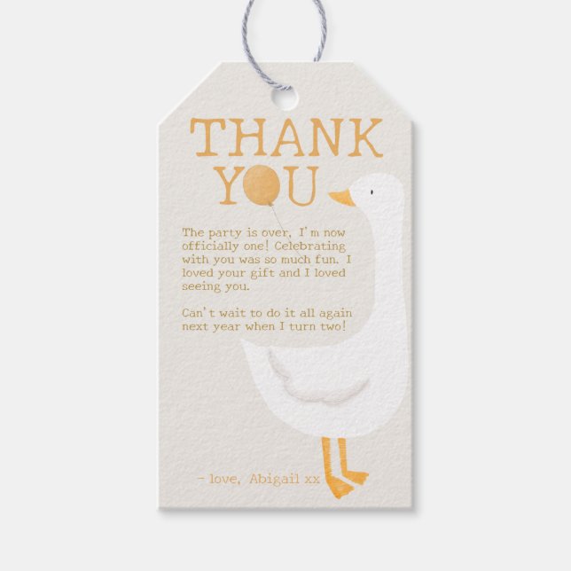 Étiquettes-cadeau Aquarelle Une oie soie Fleur sauvage 1er anniversa (Devant)