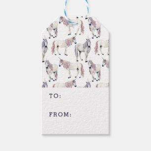 Étiquettes-cadeau Aquarelle Unicorn Fairy Tale Motif