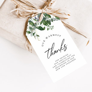 Étiquettes-cadeau Aquarelle Verdure Feuille Merci Mariage