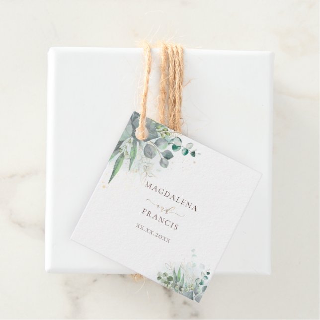 Étiquettes Cadeau aquarelle verdure | MARIAGE (En situation)