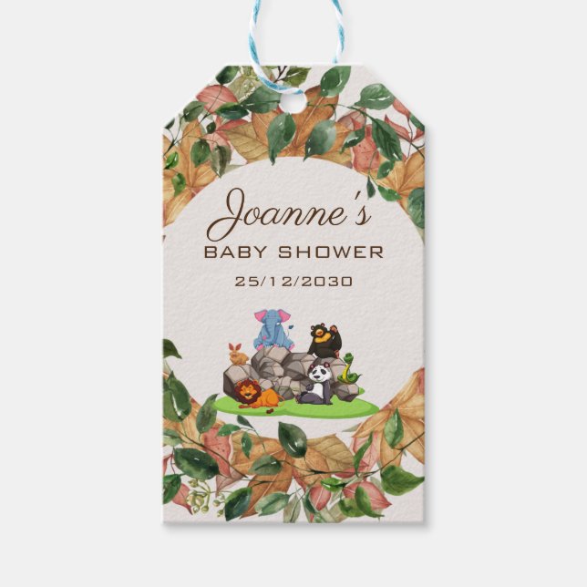 Étiquettes-cadeau Aquarelle verte Baby shower neutre pour les femmes (Devant)