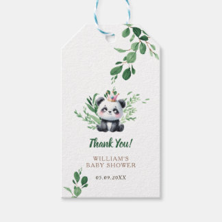 Étiquettes-cadeau Aquarelle verte Cute Panda Douche Merci