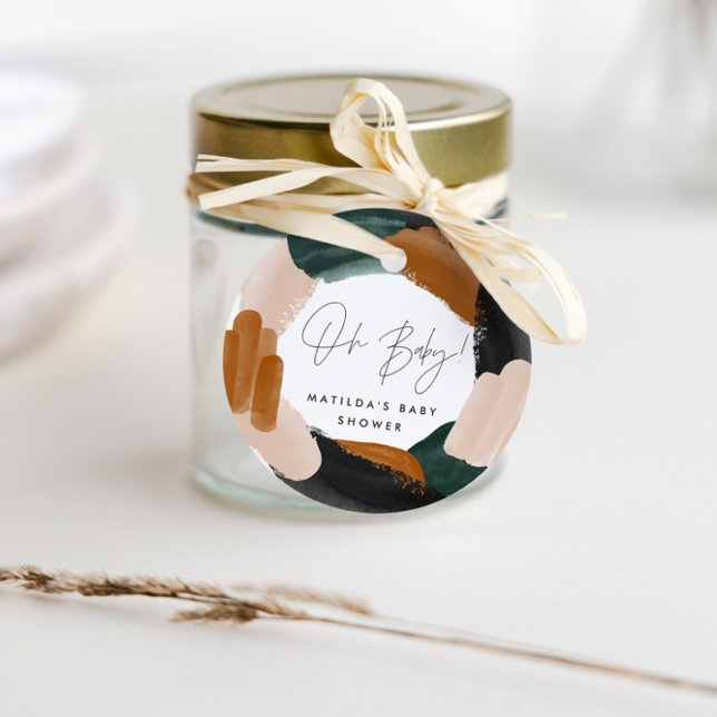 Étiquettes Cadeau Aquarelle verte en terre cuite merci baby shower (Créateur téléchargé)