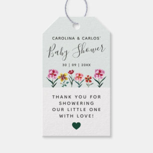 Étiquettes-cadeau Aquarelle verte mignonne Baby shower à joint flora