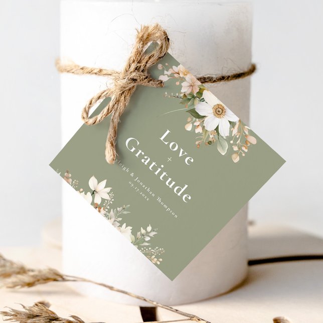 Étiquettes Cadeau Aquarelle verte moderne Sage Mariage Floral (Créateur téléchargé)