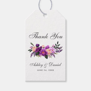 Étiquettes-cadeau Aquarelle violet ultra violet Mariage floral