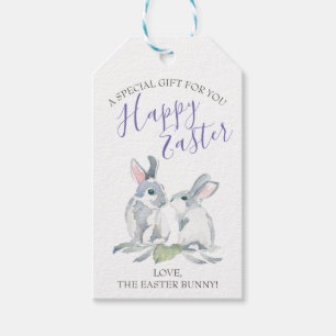 Étiquettes-cadeau Aquarelle violette Animaux de la forêt