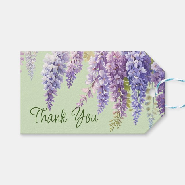 Étiquettes-cadeau Aquarelle violette glycine florale lilas botanique (Devant (Horizontal))