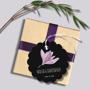 Étiquettes Cadeau Aquarelle violette Merci Floral