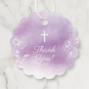 Étiquettes Cadeau Aquarelle violette moderne Première communion sain