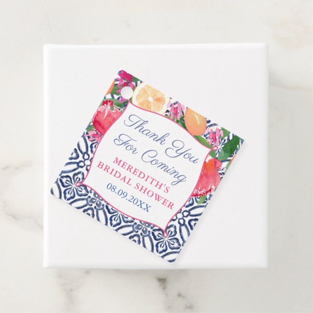 Étiquettes Cadeau Aquarelle vive Carreaux d'agrumes floraux Merci (En situation)