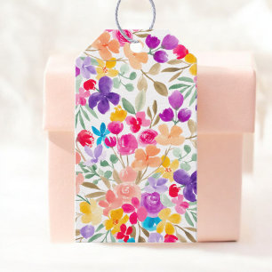 Étiquettes-cadeau Aquarelle vive Mariage floral Favoriser