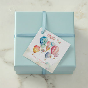 Étiquettes Cadeau Aquarelle volant montgolfières merci