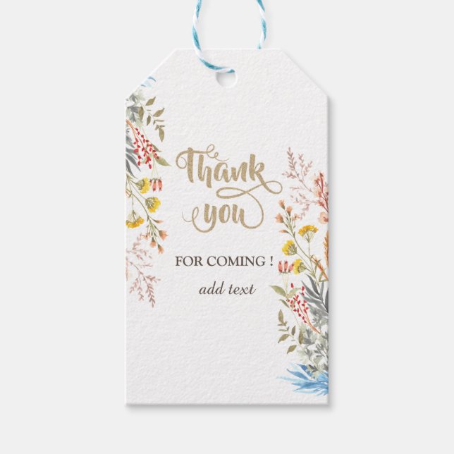 Étiquettes-cadeau Aquarelle Whimsical Fleur sauvage séché (Devant)