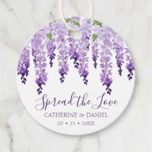 Étiquettes Cadeau Aquarelle Wisteria Mariage Étaler Le Script d'amou