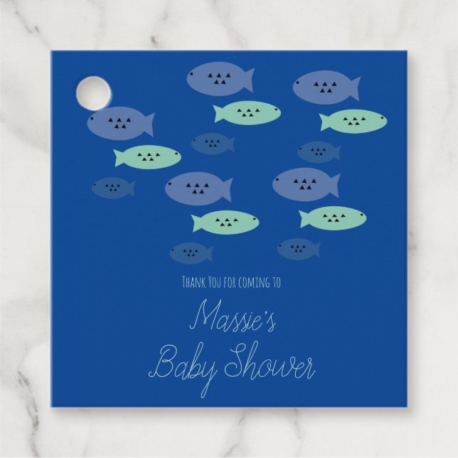 Étiquettes Cadeau Aquarium Aquarium Baby shower bleu Merci (Devant)