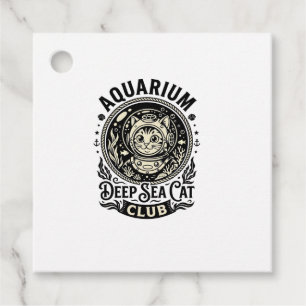 Étiquettes Cadeau Aquarium Chat de mer profond Graphique de chat drô