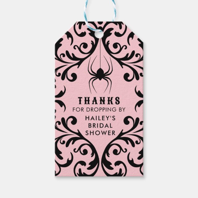 Étiquettes-cadeau Araignée Glam Damask | Merci Cadeau de Mariage (Devant)