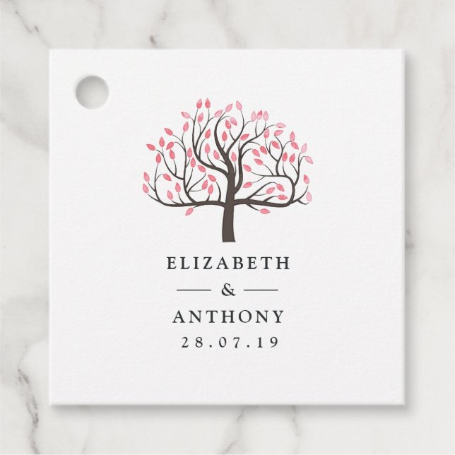 Étiquettes Cadeau Arbre aquarelle mariage (Devant)