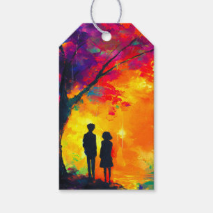 Étiquettes-cadeau Arbre coloré d'amour