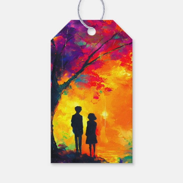 Étiquettes-cadeau Arbre coloré d'amour (Devant)
