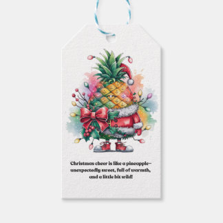 Étiquettes-cadeau arbre d'ananas de Noël aquarelle
