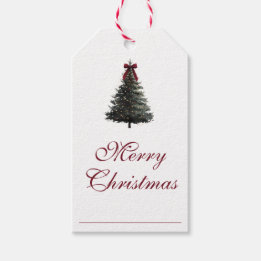 Étiquettes-cadeau Arbre de Noël à l'aquarelle rouge vert écriture él