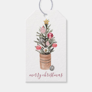 Étiquettes-cadeau Arbre de Noël aquarelle rustique