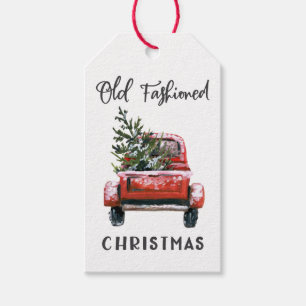 Étiquettes-cadeau Arbre de Noël Camion Vintage