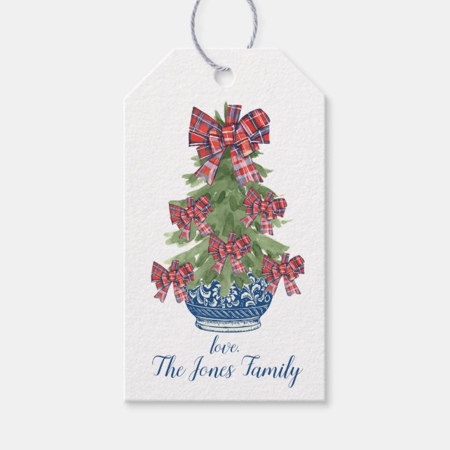 Étiquettes-cadeau Arbre de Noël Chinoiserie personnalisée, grand-mil (Devant)