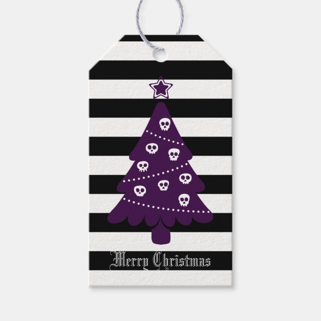 Étiquettes-cadeau Arbre De Noël Gothique Avec Des Rayures (Devant)