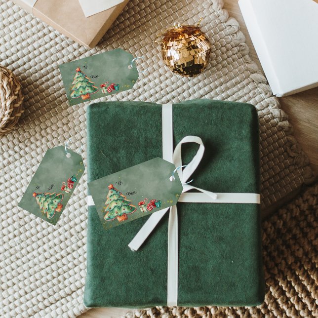 Étiquettes-cadeau Arbre de Noël magique présente (Créateur téléchargé)