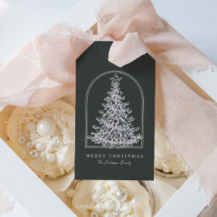 Étiquettes-cadeau Arbre de Noël moderne Croquis Arche Boho Holiday