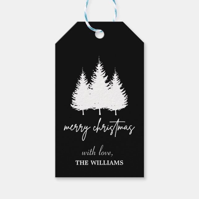 Étiquettes-cadeau Arbre de Noël moderne et élégant personnalisé (Devant)