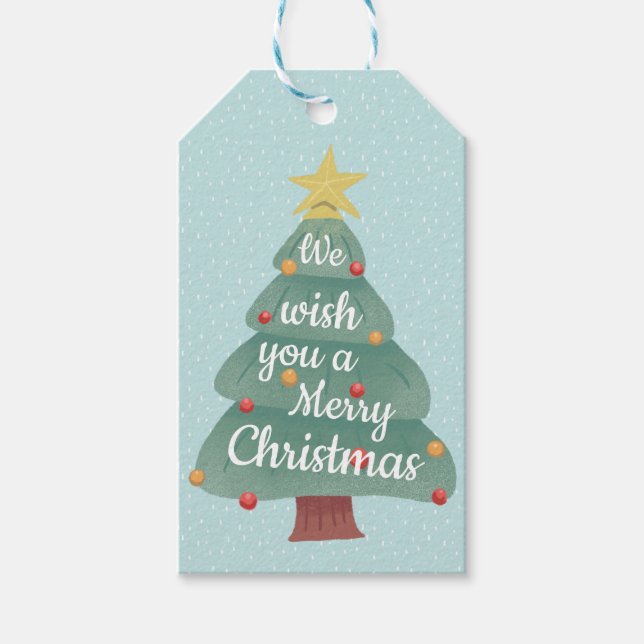 Étiquettes-cadeau Arbre de Noël moderne Joyeux Noël (Devant)