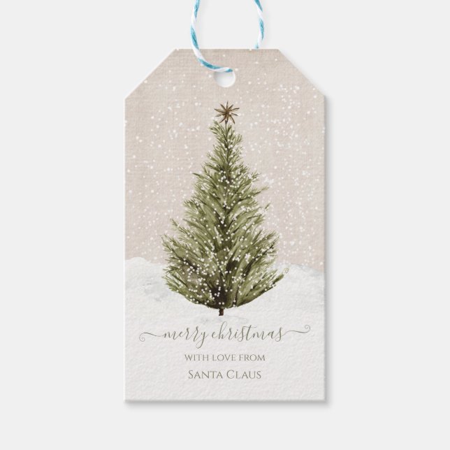 Étiquettes-cadeau Arbre de Noël moderne simple Boho (Devant)