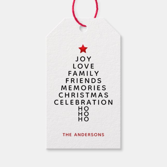 Étiquettes-cadeau Arbre de Noël moderne Wings Kraft (Devant)