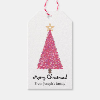 Étiquettes-cadeau Arbre de Noël rose
