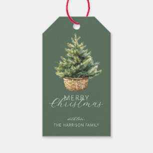 Étiquettes-cadeau Arbre de Noël rustique personnalisé avec photo