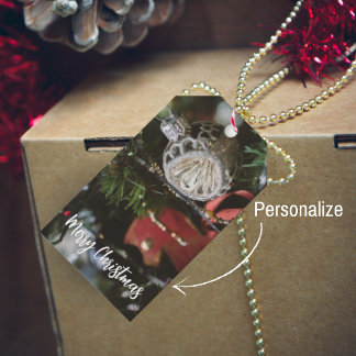 Étiquettes-cadeau Arbre de Noël sombre et rétro