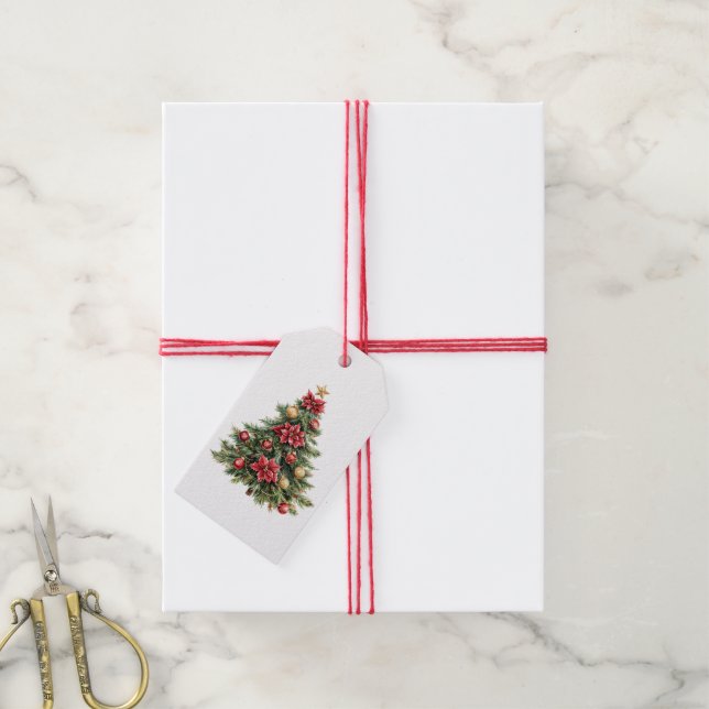 Étiquettes-cadeau Arbre de Noël Vacances XMas  (Avec de la ficelle)