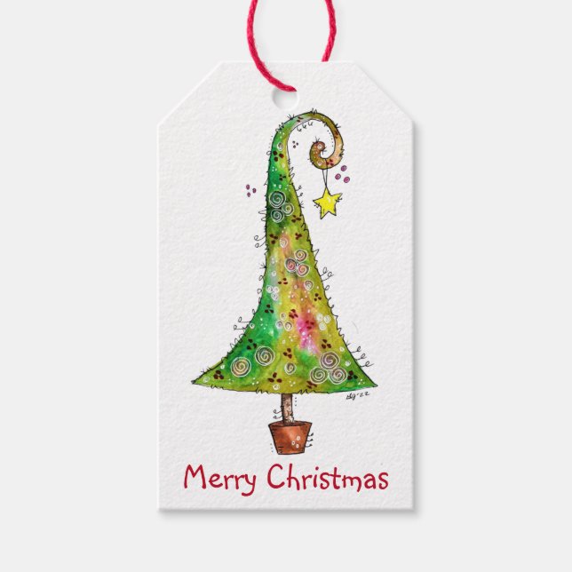 Étiquettes-cadeau Arbre de Noël Whimsical (Devant)