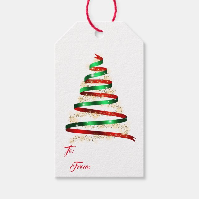 Étiquettes-cadeau Arbre de ruban de Noël (Devant)