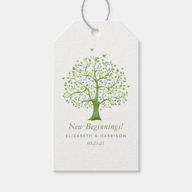 Étiquettes-cadeau Arbre de Vie, Cadeau de Mariage Élégant (Devant)
