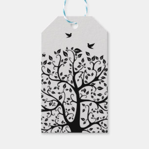 Étiquettes-cadeau Arbre de vie en noir et blanc