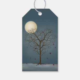 Étiquettes-cadeau Arbre en forme de coeur mélancolique sous Pleine l