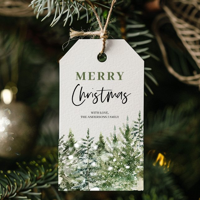 Étiquettes-cadeau Arbre vert de Noël | Joyeux Noël (Créateur téléchargé)