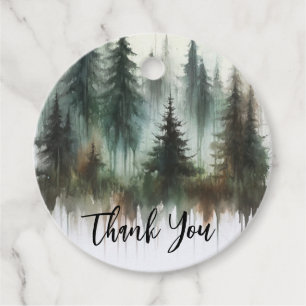 Étiquettes Cadeau Arbres à l'aquarelle Mariage rustique en pleine na