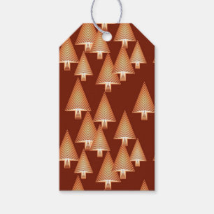 Étiquettes-cadeau Arbres de Noël métalliques modernes - cuivre